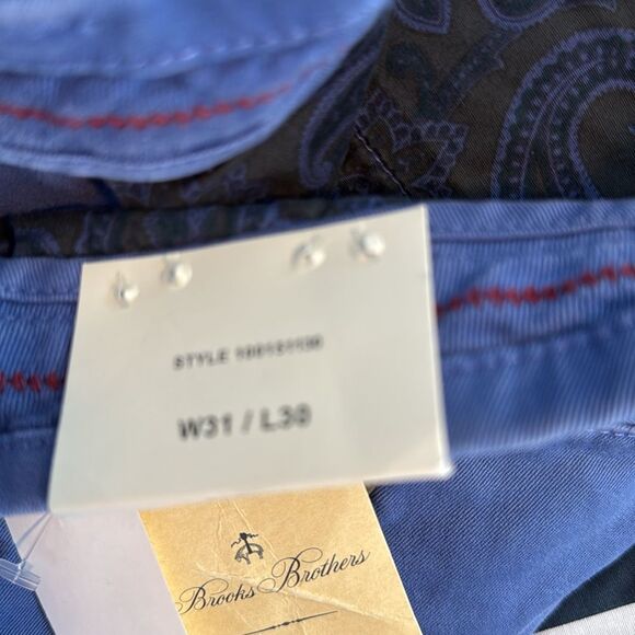 NWT BROOKS BROTHERS COTTON PANTS BRIGHT BLUE WAIST 31" INSEAM 30" SLIM - Picture 9 of 9